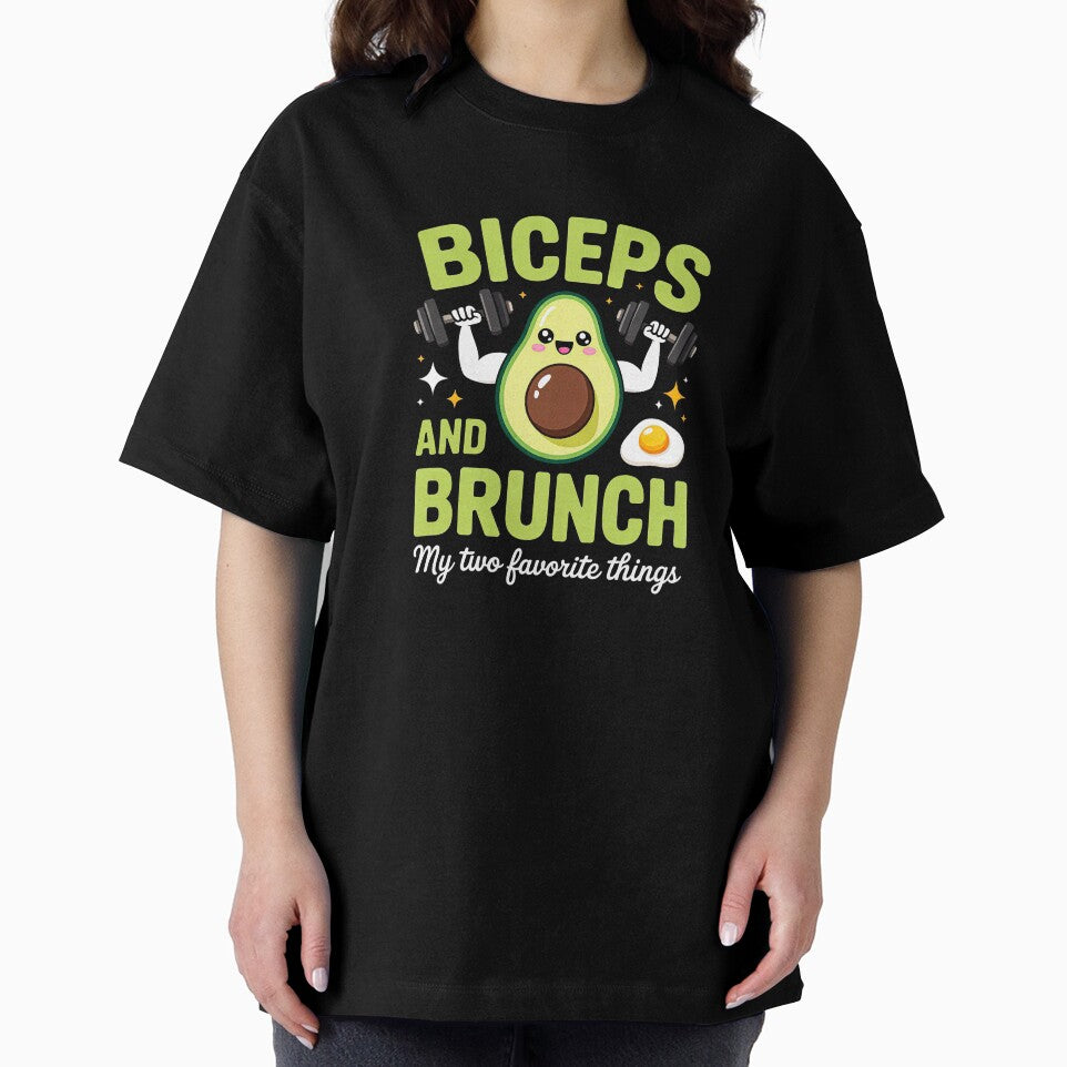 Biceps and Brunch My Two Favorite Things – Cute Avocado Fitness Quote Design by shemodas