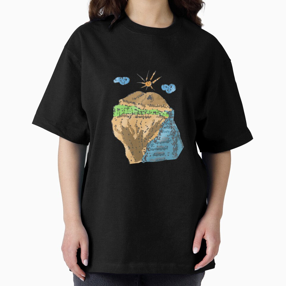 pixel mountain sun clouds by Coffeemerc117 Unisex , , , Long Sleeve Tee