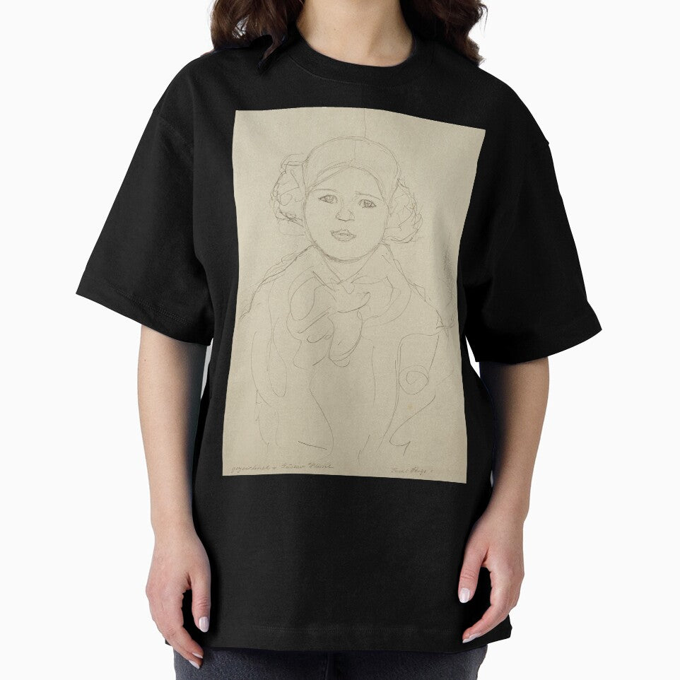 Portrait of Gertrude Flöge by Gustav Klimt: Minimal Line Art Portrait Poster by artofuniverse