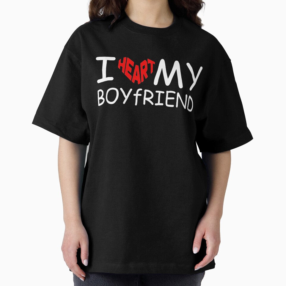 I Heart My Boyfriend Unisex Heavy Cotton Tee, Cute Gift for Him, Valentine's Day Shirt, Everyday Casual Wear, Love by wydstell