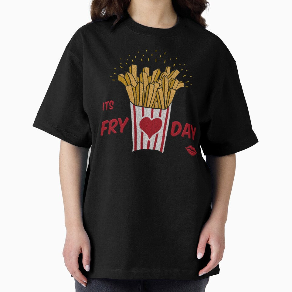 embroidery iron patch textured graphic artwork - its fry day (its friday) french fries funny logo badge emblem by hayrpictures