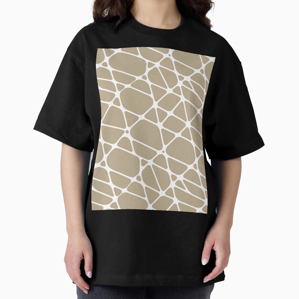 Tan and WhiteAbstract Mosaic Pattern 2 Pairs DE 2022 Trending Color Bamboo Screen DE6193 by ColorOfTheYears