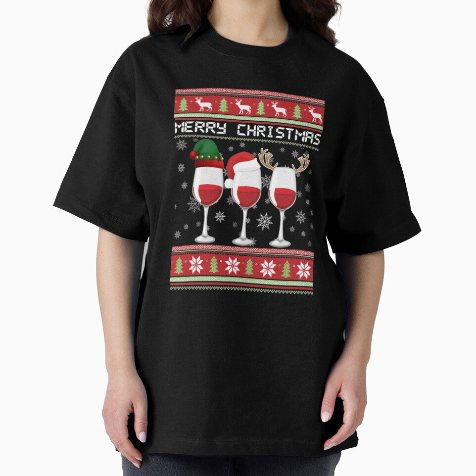 Deer Horn Wine Glass christmas by ClamenTaon Unisex , , , Long Sleeve Tee