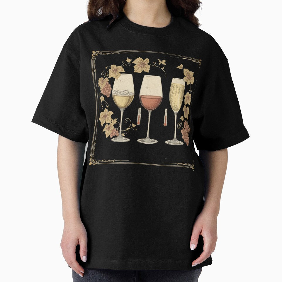 Wine Serving Temperature Guide – Elegant Vintage Illustration by VintageTips Unisex , , , Long Sleeve Tee