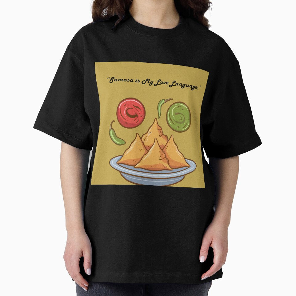Samosa Is My Love Language – Funny Indian Food Lover Quote Illustration by PRFashions Unisex , , , Long Sleeve Tee