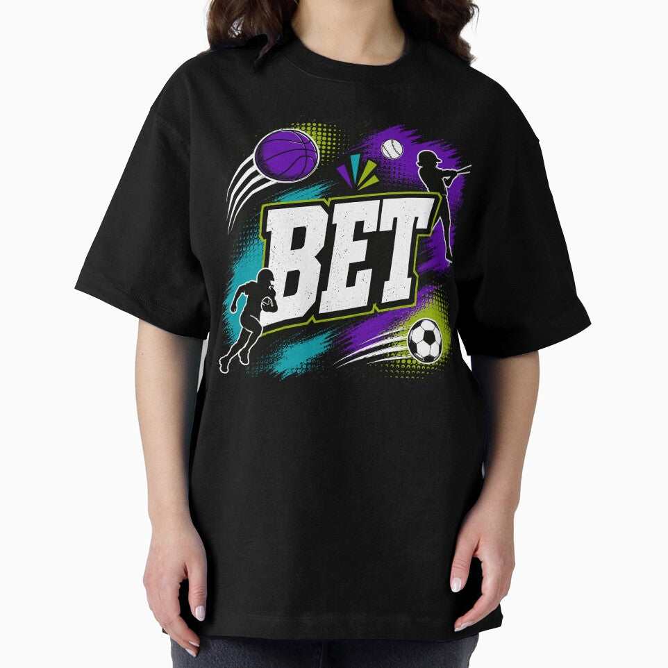 Bet Bold Multi Sport Grunge Graphic Tee by Electric Penny Studio