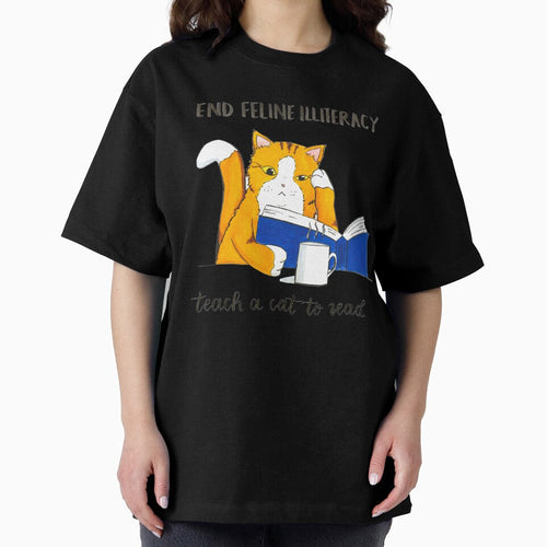 "End Feline Illiteracy. Teach a Cat to Read." watercolor by artichokes Unisex , , , Long Sleeve Tee