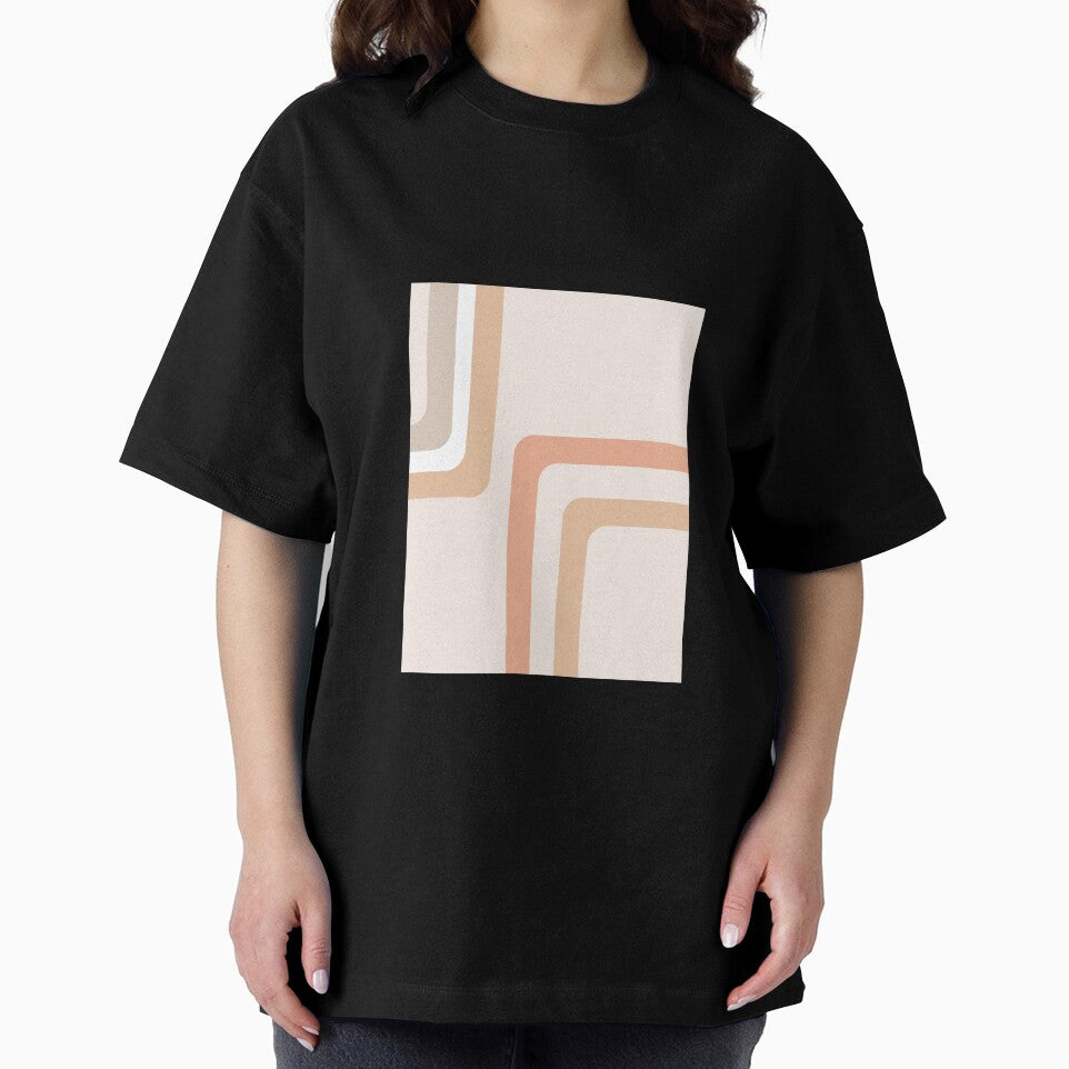 Retro Geometric Line Art in Soft Neutral Earth Tones by NiceDigital