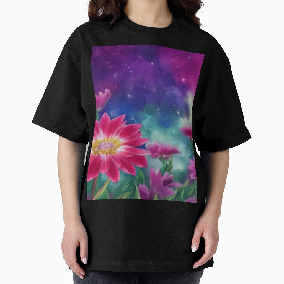Soft Floral Starry Sky Watercolor No 5 by BassHeadMomma Unisex , , , Long Sleeve Tee
