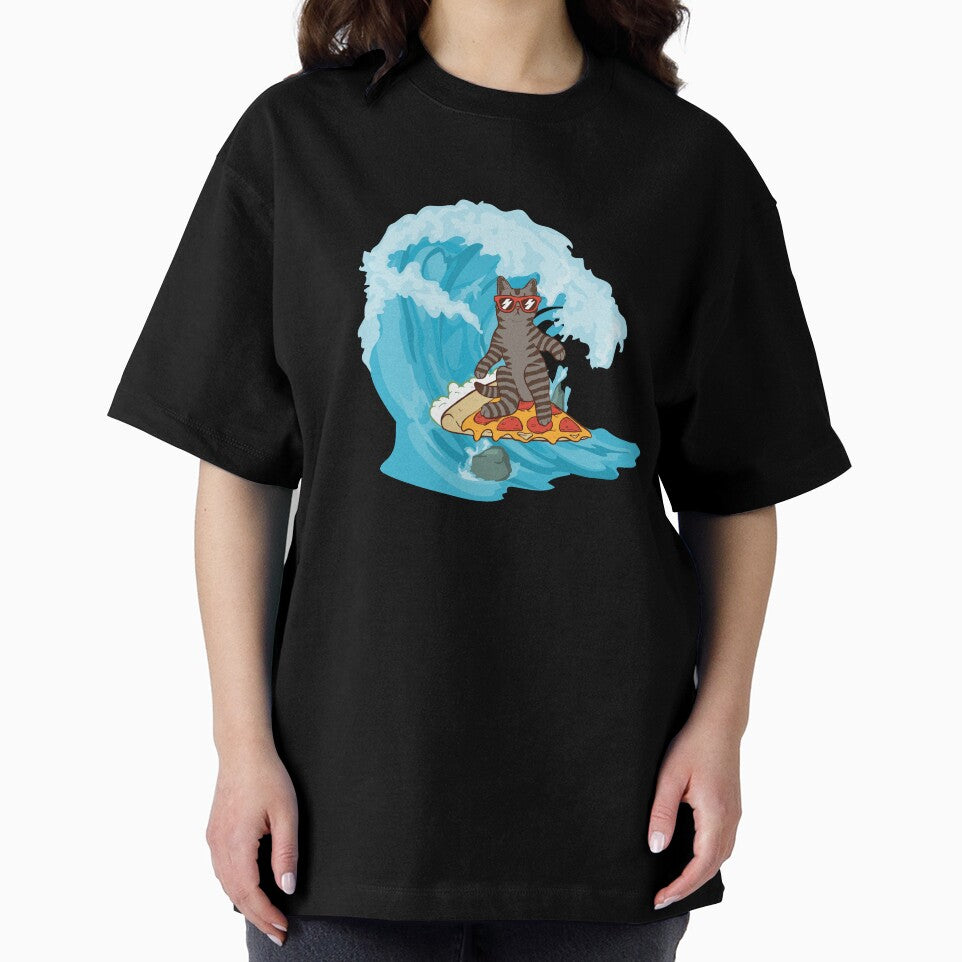 surfing pizza cat by Purrs & Snuggles Designs