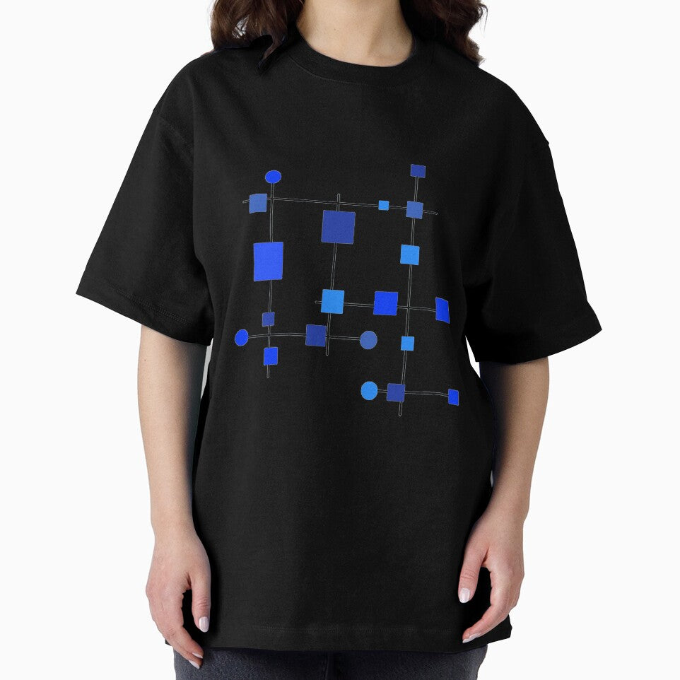 Mid-Century Modern Lines with Blue Squares and Circles by lmers12