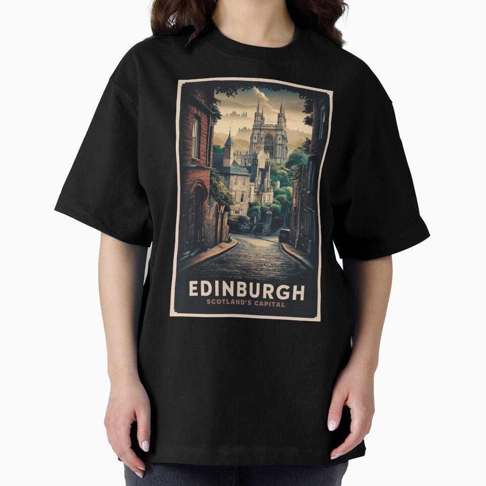 Edinburgh Vintage Travel Poster by TravelerRat Unisex , , , Long Sleeve Tee