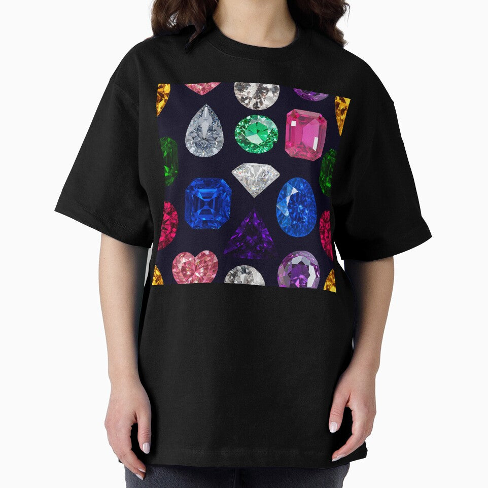 Rainbow Gemstone Seamless Pattern - Retro Bejeweled Luxury by Niji Hibana