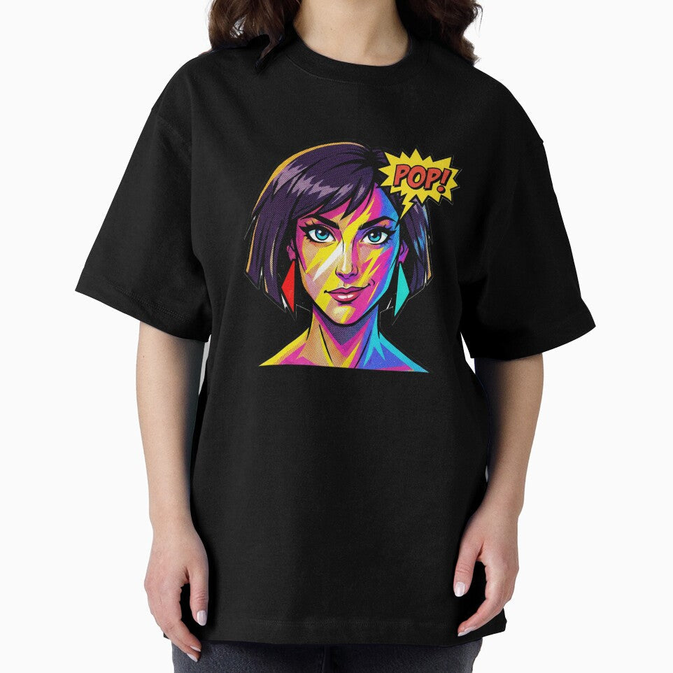 Retro Pop Art Comic Woman – 80s Style Illustration by popartshop Unisex , , , Long Sleeve Tee