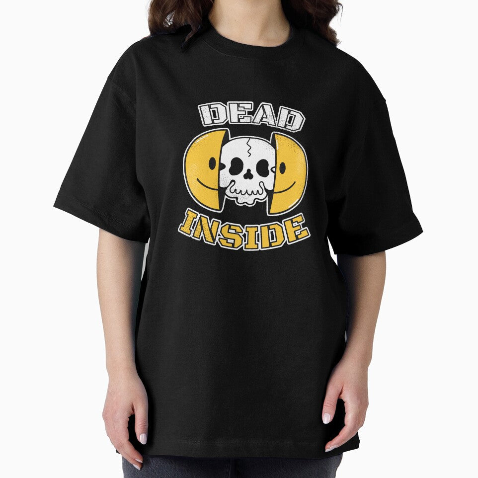 Dead Inside Funny Skull Design | Dark Humor Smiley Face | Sarcastic Quote Graphic | Gothic Funny Shirt | Emo Humor Art by amareshdas008
