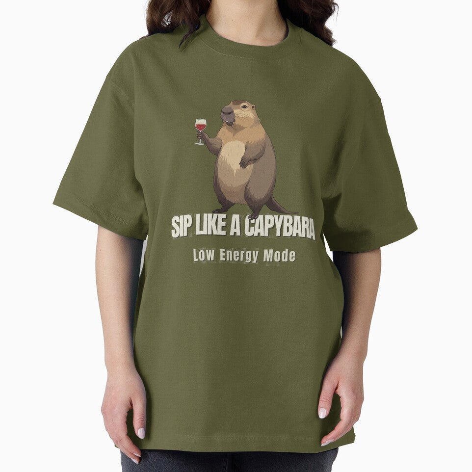 Capybara Wine Lover Shirt – Sip Like a Capybara Low Energy Mode Funny Relaxed Animal Drinking Meme Tee by HOUSE OF TIST