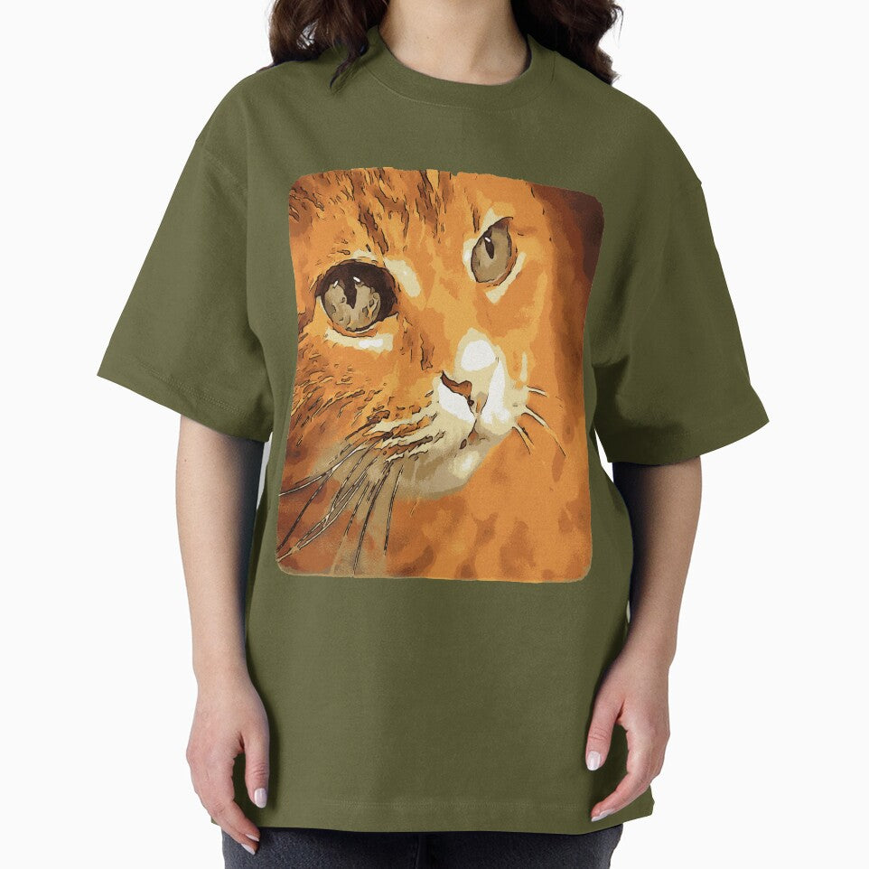 Orange Tabby Cat Face Black Outline Art by taiche