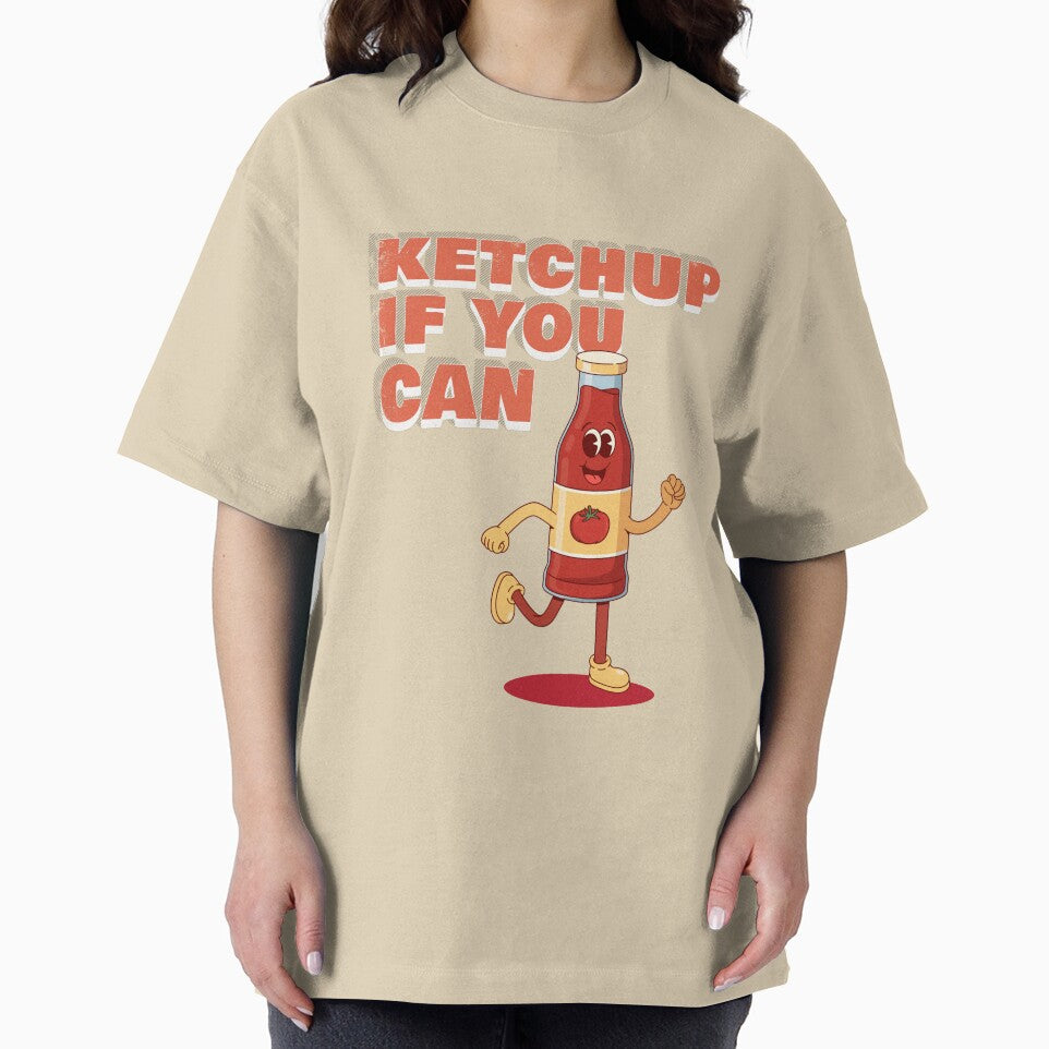 Ketchup If You Can Funny Food Pun Design – Cute Ketchup Mascot Graphic by azLittleLuxur