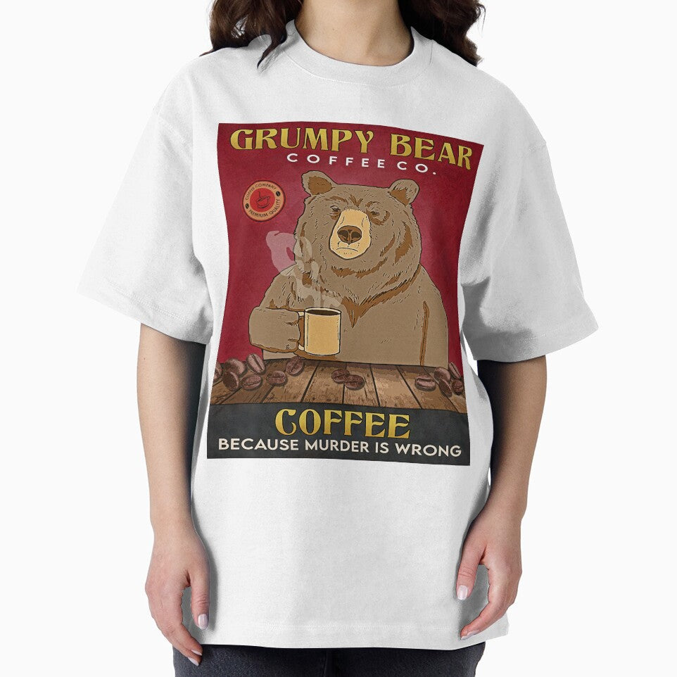 Bear Coffee Grumpy Bear Coffee by JakeGoodwin Unisex , , , Long Sleeve Tee