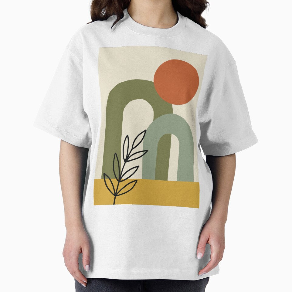 Mid-Century Modern Abstract Arches and Terracotta Sun by AliAltinelArt