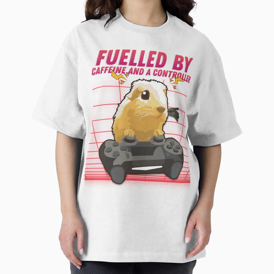 Fuelled by caffeine and a controller Guinea Pig Gaming Addict Design by Robbo's Tees Designs