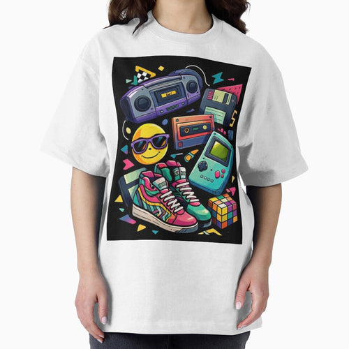 90s Aesthetic Retro Essentials – Nostalgic 90s Kid Gaming & Boombox Illustration by OutofOfficeWear