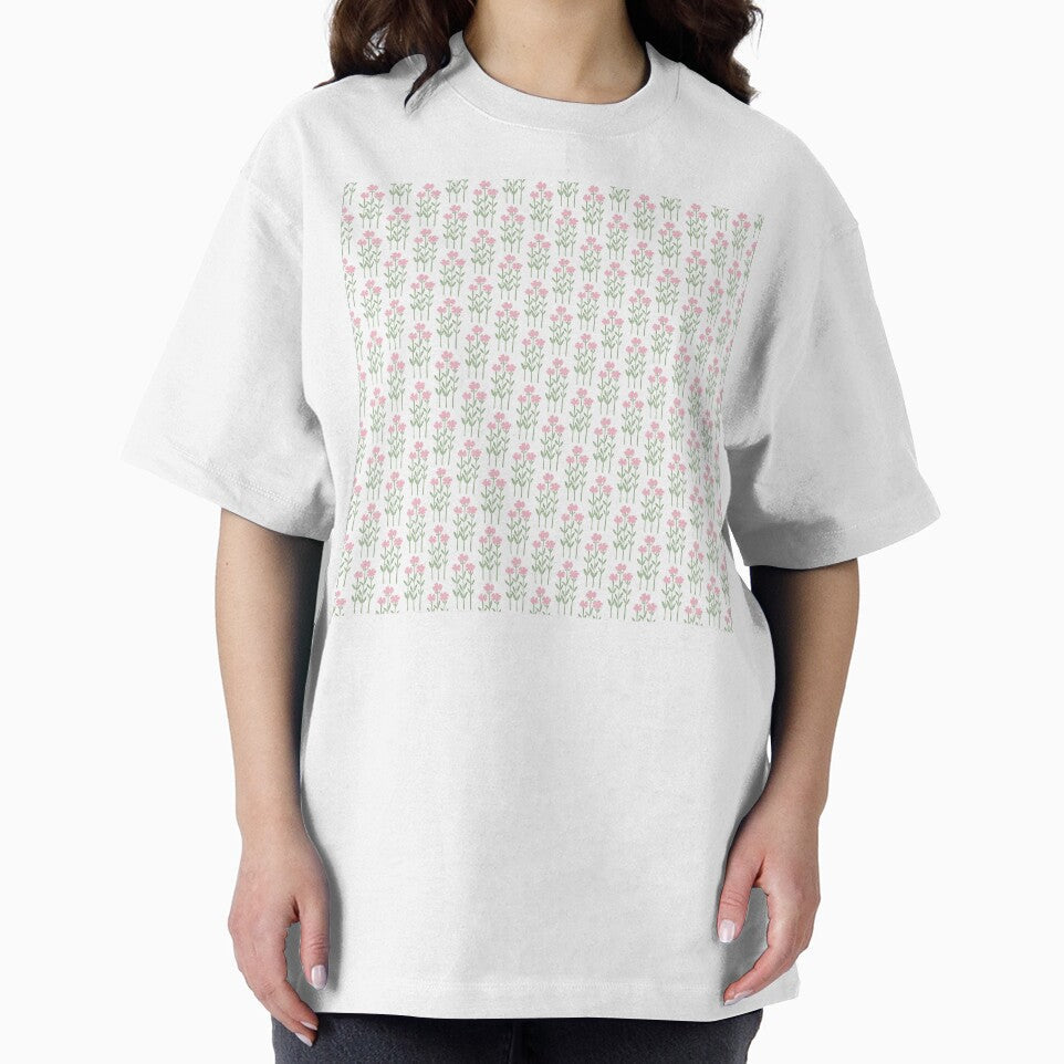 Medium Soft Pink Floral Botanical Seamless Pattern Illustration by DColourMuse Unisex , , , Long Sleeve Tee