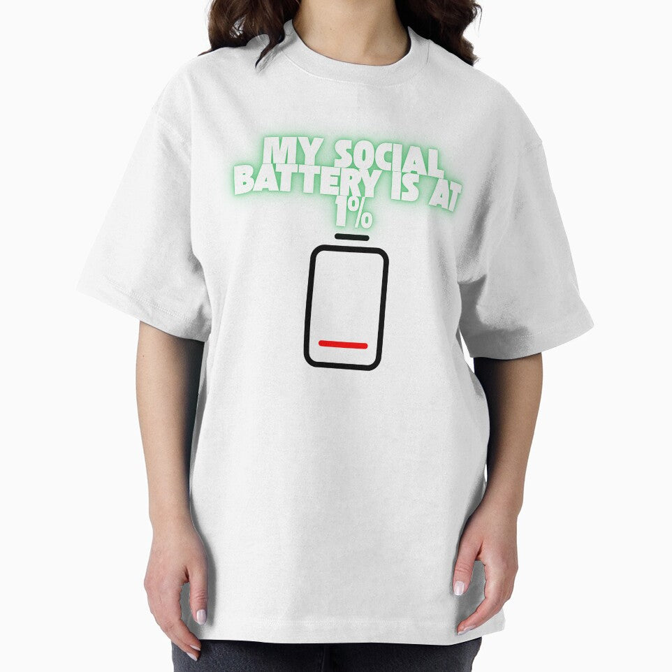 My Social Battery Is At 1% - Funny Introvert Neon Glow Design by KostekArtShop