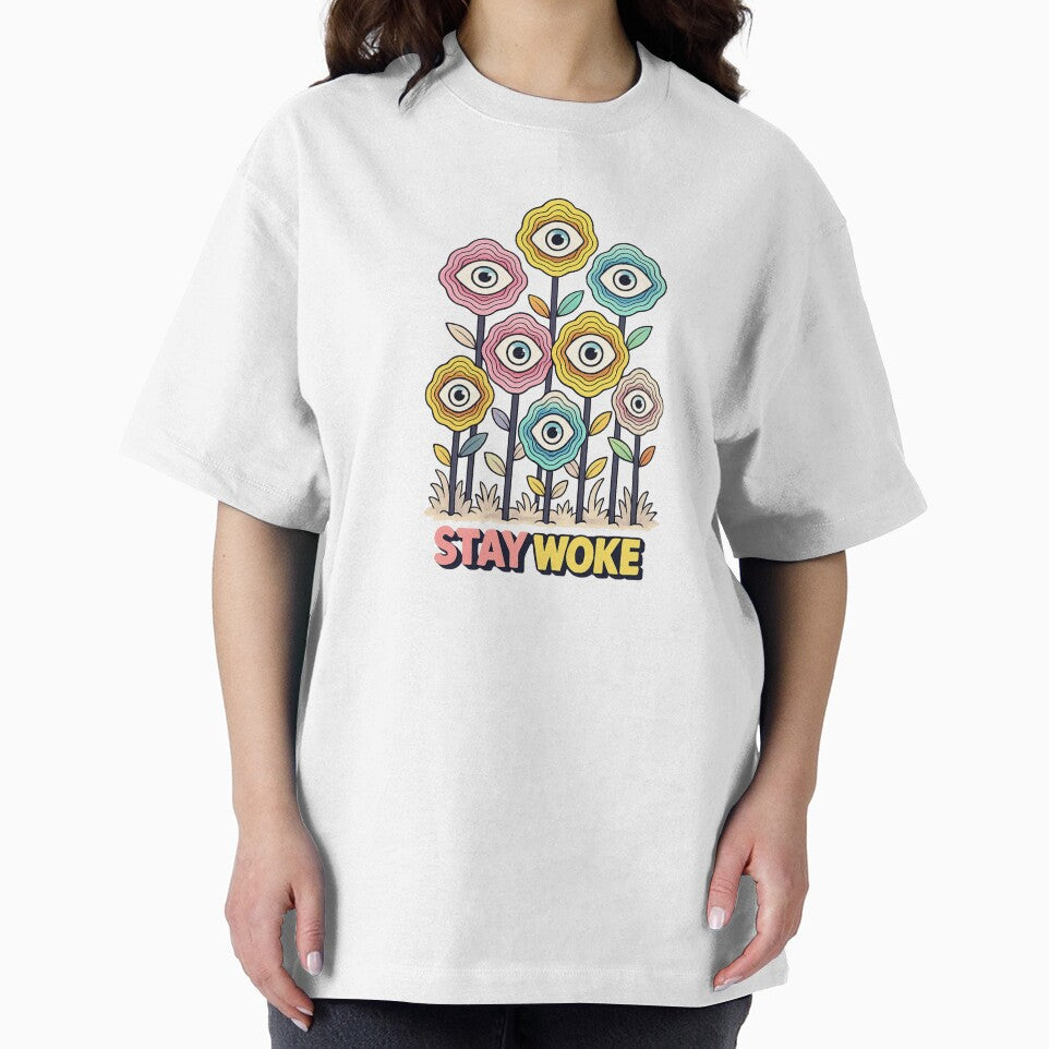 Stay Woke Trippy Flower Eye Psychedelic Design by SoftSproutstu