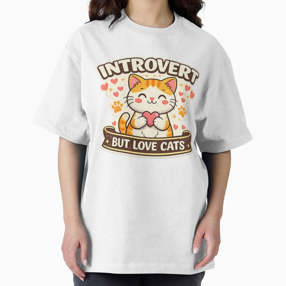Introvert But Love Cats Cute Cat Lover Funny Cat Mom Design by BSSCREATIVES