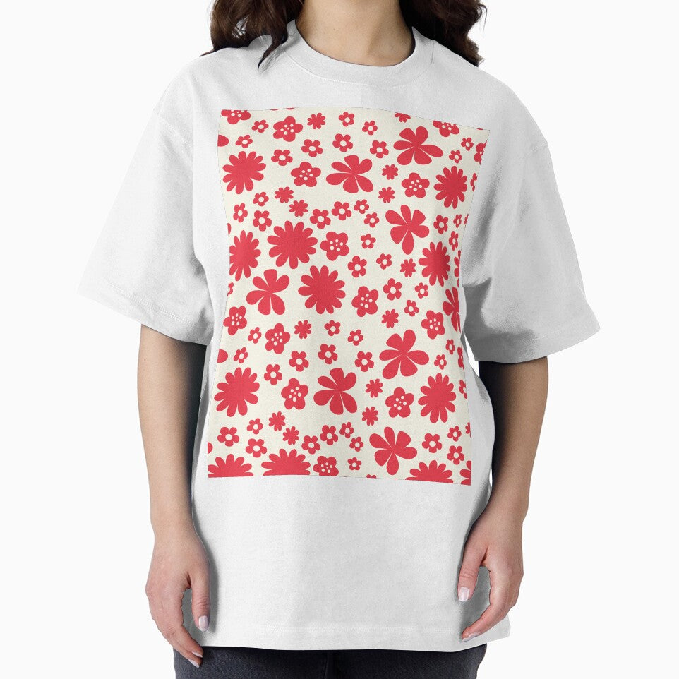 RED CREAM FLOWER POWER MODERN BOHO AESTHETICS by blomastudios