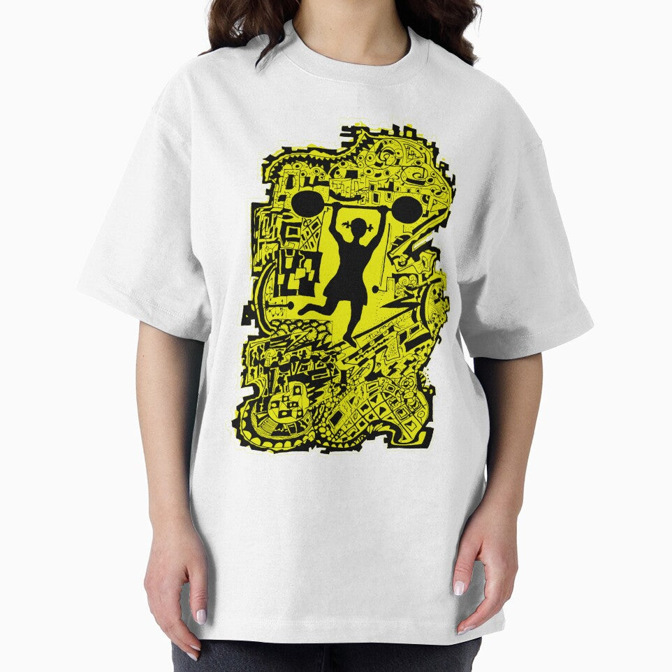 Nathalie Fractale: in black and yellow - colorful psychedelic style by Jean CLEMENSON Unisex , , , Long Sleeve Tee