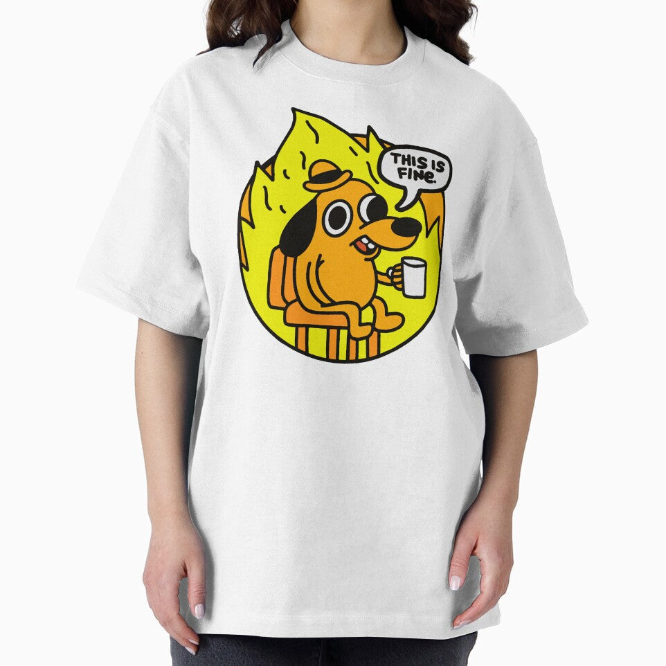 This is Fine - Funny Meme by SynstheticRealm Unisex , , , Long Sleeve Tee