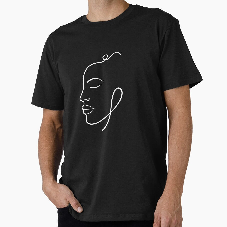 Face Line Art Minimalist T-Shirt - Dark Colors by SYLONStudio