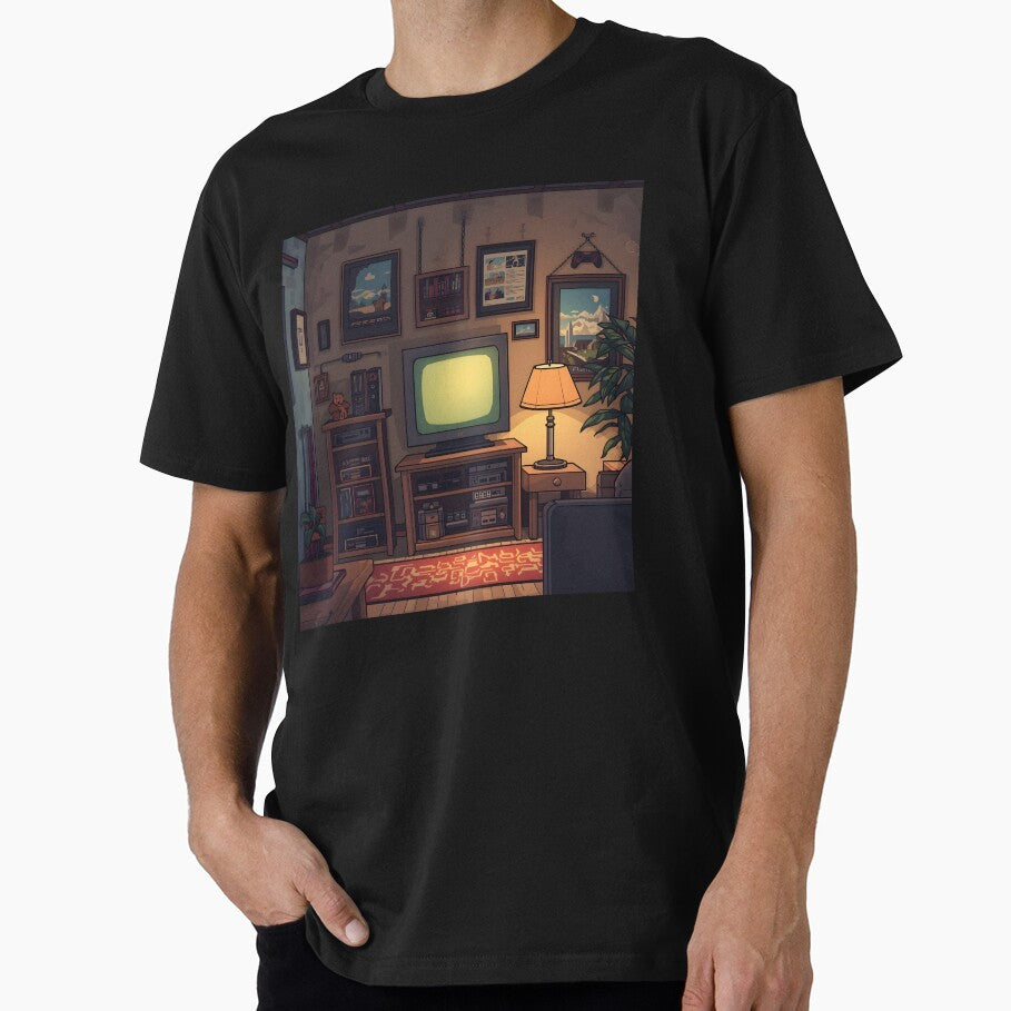 Cozy Retro Gaming Shrine Pixel Art Room by ThePixelArchive Unisex , , , Long Sleeve Tee