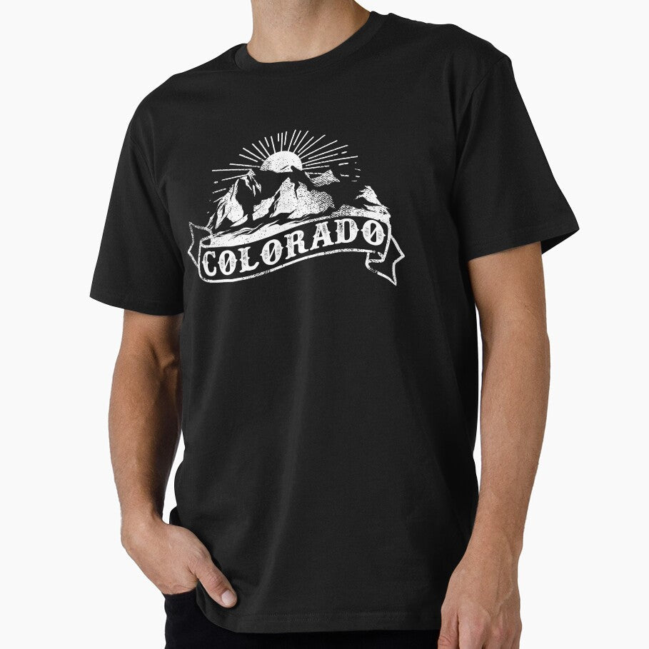 Vintage Colorado Mountains Tattoo by YuliyaR Unisex , , , Long Sleeve Tee
