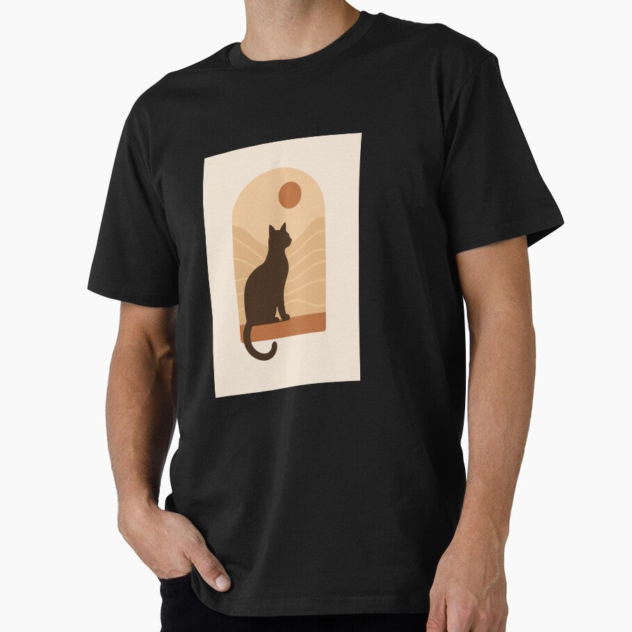 Minimalist Boho Cat Silhouette – Sunset in Warm Earth Tones by Galles Studio