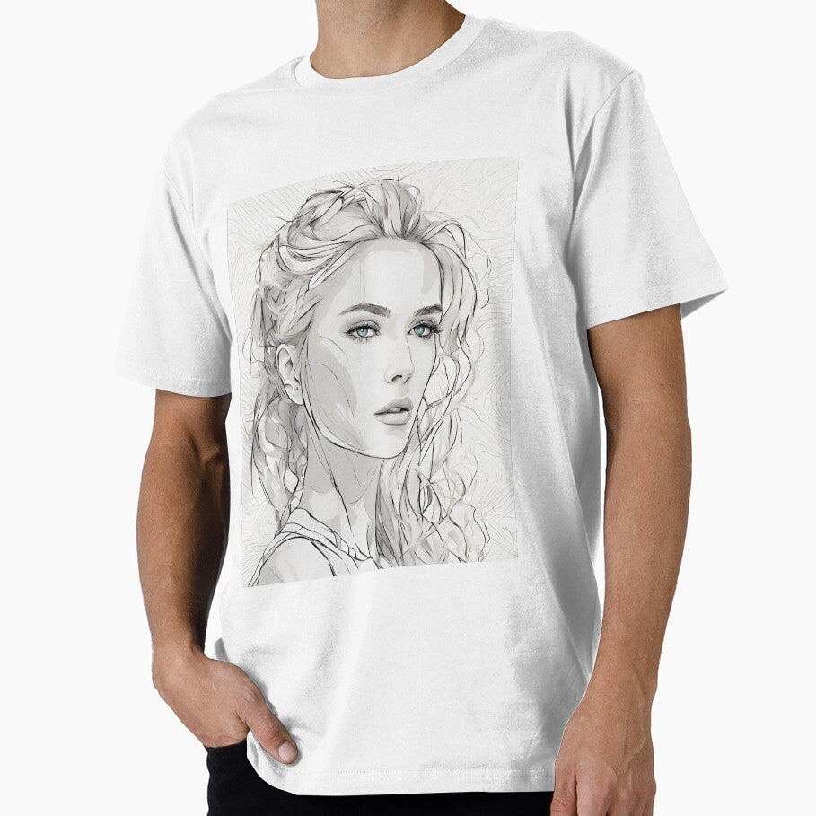 Monochrome Mastery: Abstract Portrait Line Art in Black & White - Nina by BPMagic