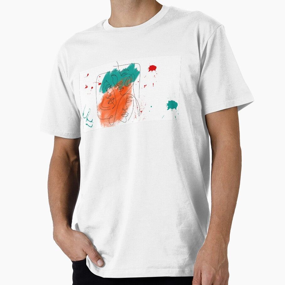 Abstract Line Art Faces Color Splash Design by Vega Ed