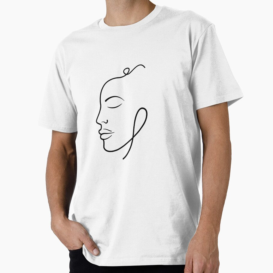 Face Line Art Minimalist T-Shirt - Light Colors by SYLONStudio