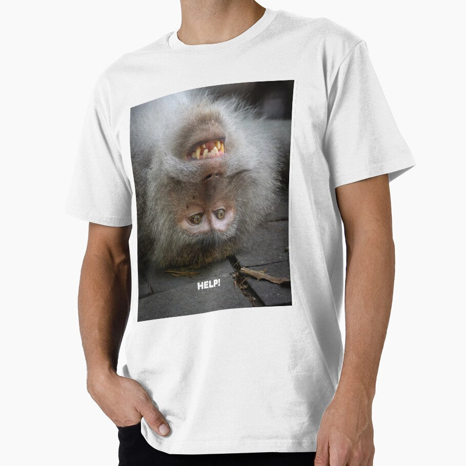Help! Confused Monkey Meme – Funny Relatable Animal Panic Mood by WildFrameNature Unisex , , , Long Sleeve Tee