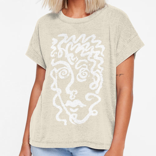 Abstract Continuous Line Face T-Shirt by Wearit.shop