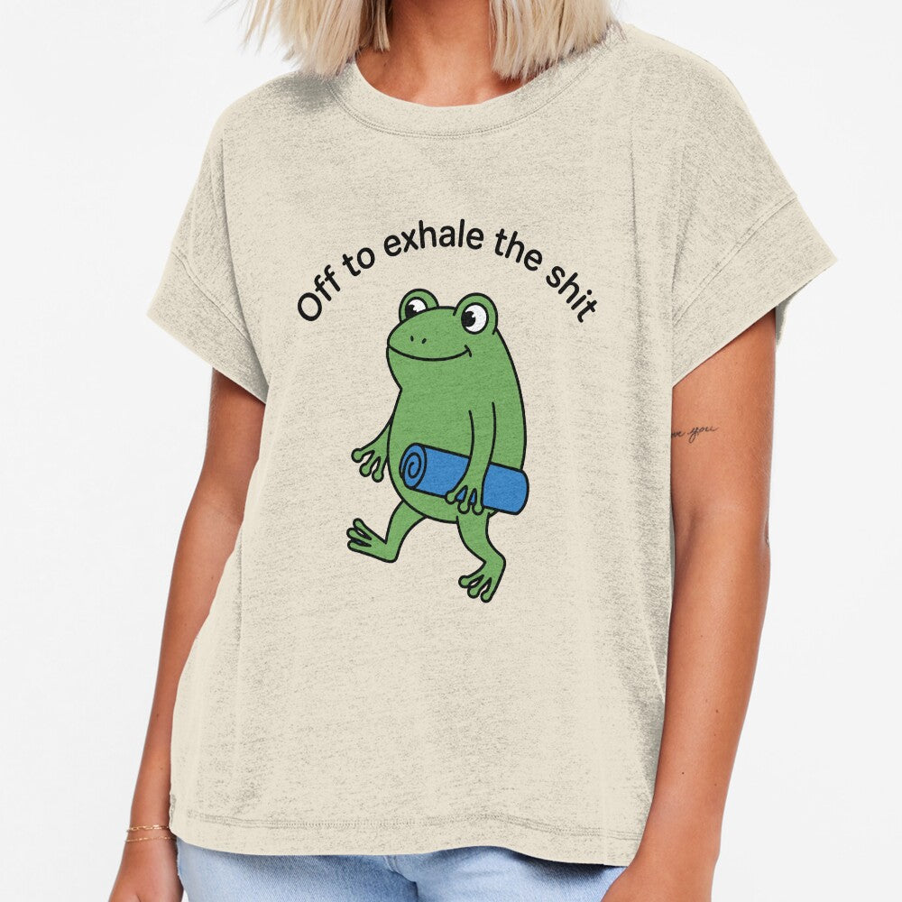 Off to exhale The Shit Funny International Yoga Day Frog Meme by gunaone-design