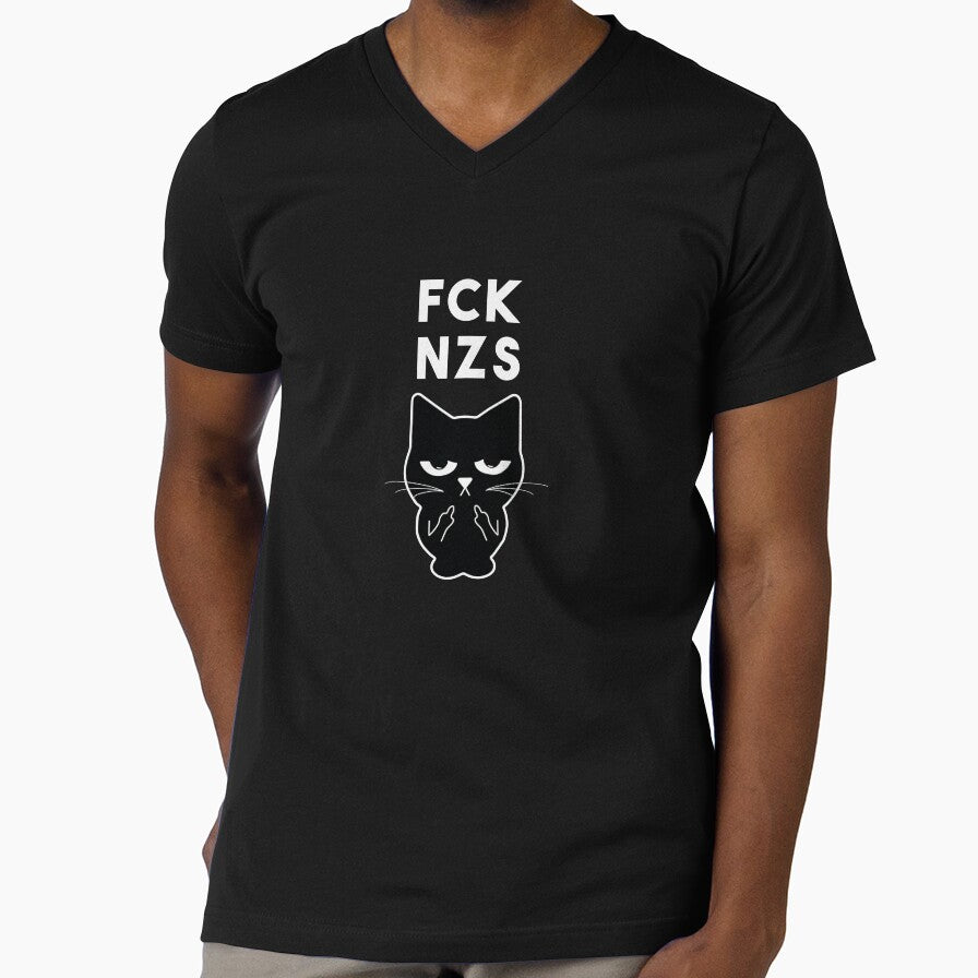fck nzs cat middle finger by Shirt-Kaiser Unisex , , , Long Sleeve Tee