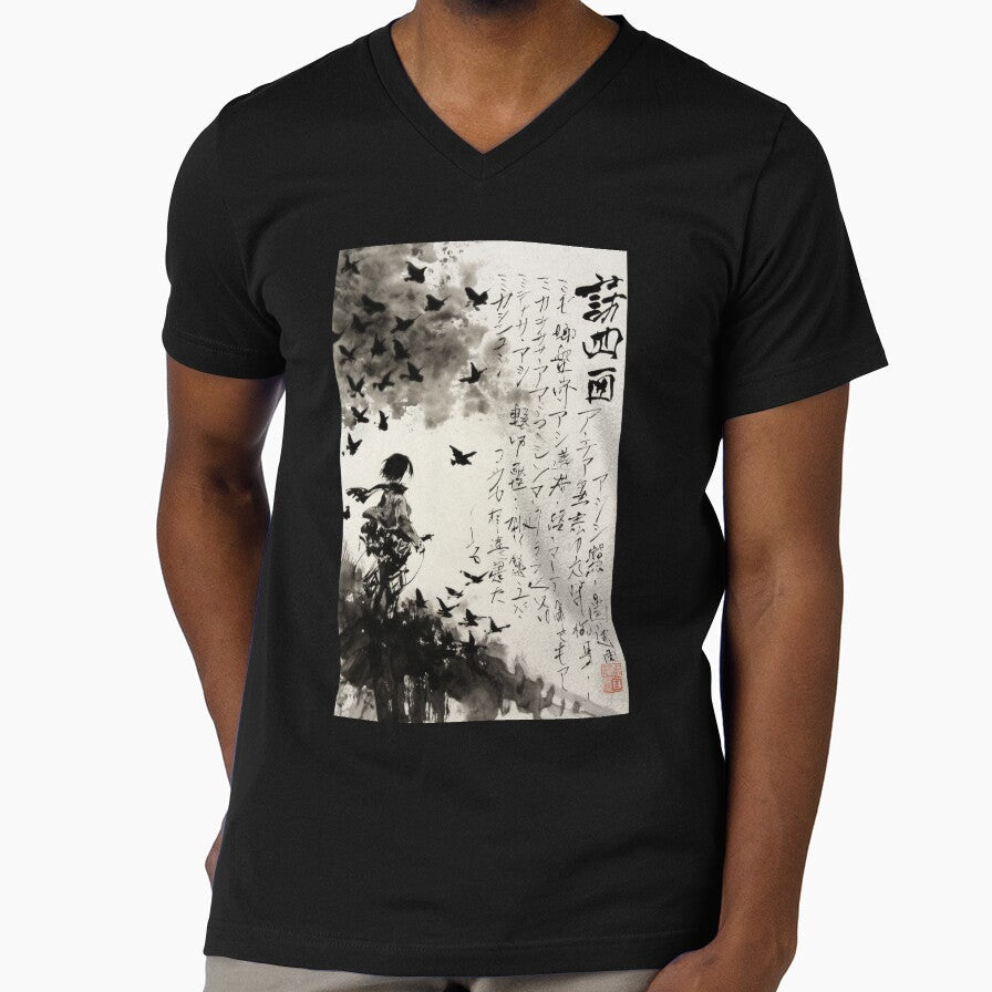 Mikasa Sumi-e by AnimeArsenalPrints Unisex , , , Long Sleeve Tee