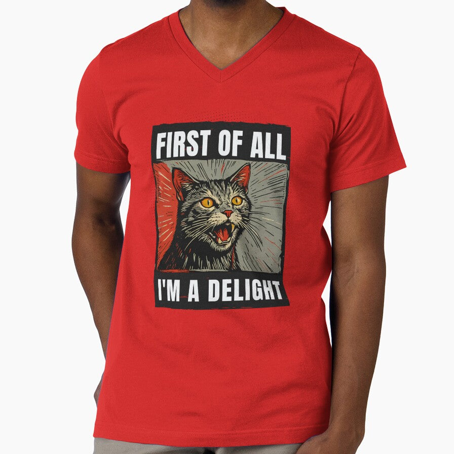 First Of All I'm A Delight Sarcastic Angry Funny Cat by Cree8if Unisex , , , Long Sleeve Tee
