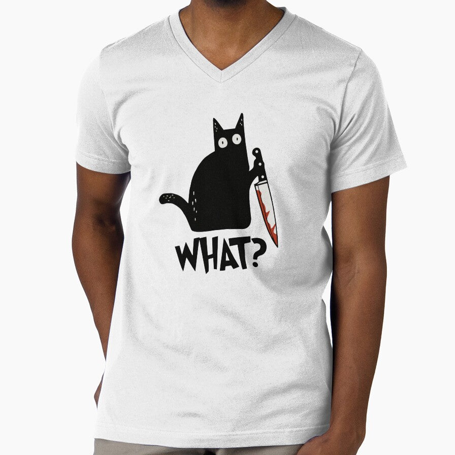 Cat What? Murderous Black Cat With Knife Gift Premium T-Shirt by ZeLittleFamily
