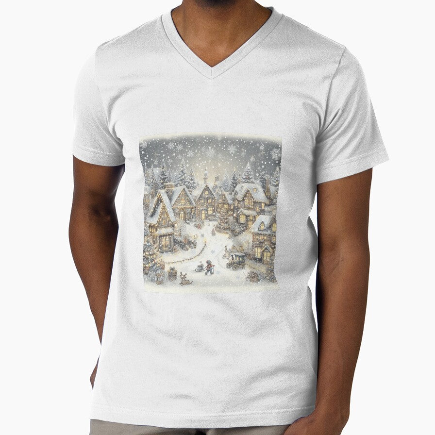 Christmas Village during a snow by ecupirate99 Unisex , , , Long Sleeve Tee