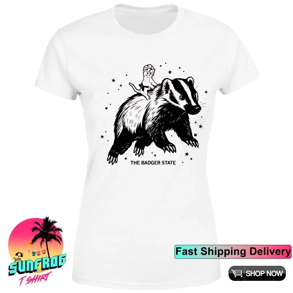 Cat cheesehead riding the badger state shirt