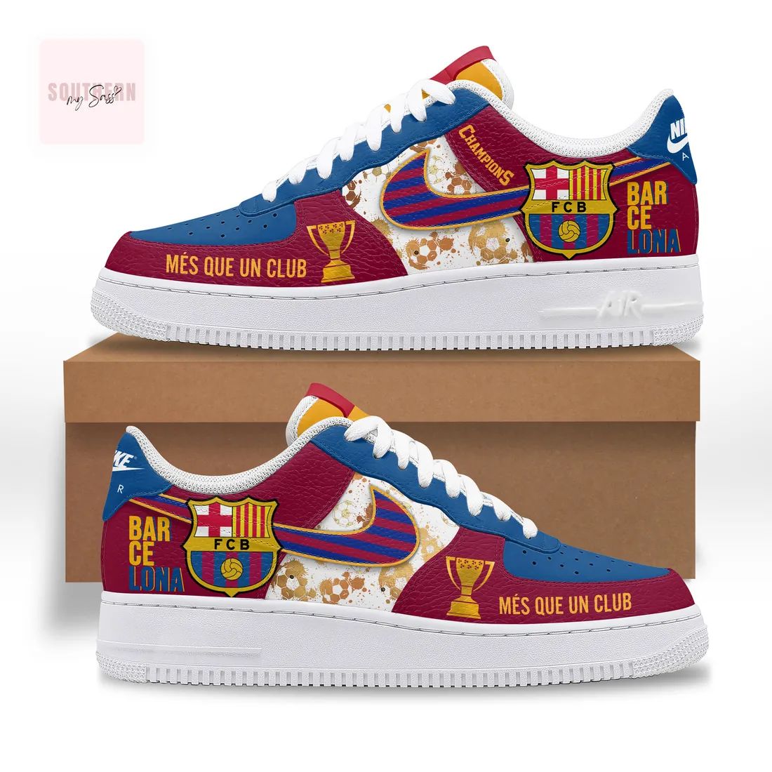 FC Barcelona Més Que Un Club Fan Edition Air Force 1 Inspired Shoes
